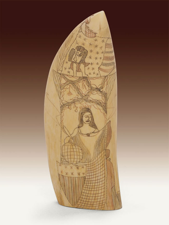 Historic American Carved Whale's Tooth Commemorating Patriot Joseph Warren circa 1850 — image 2